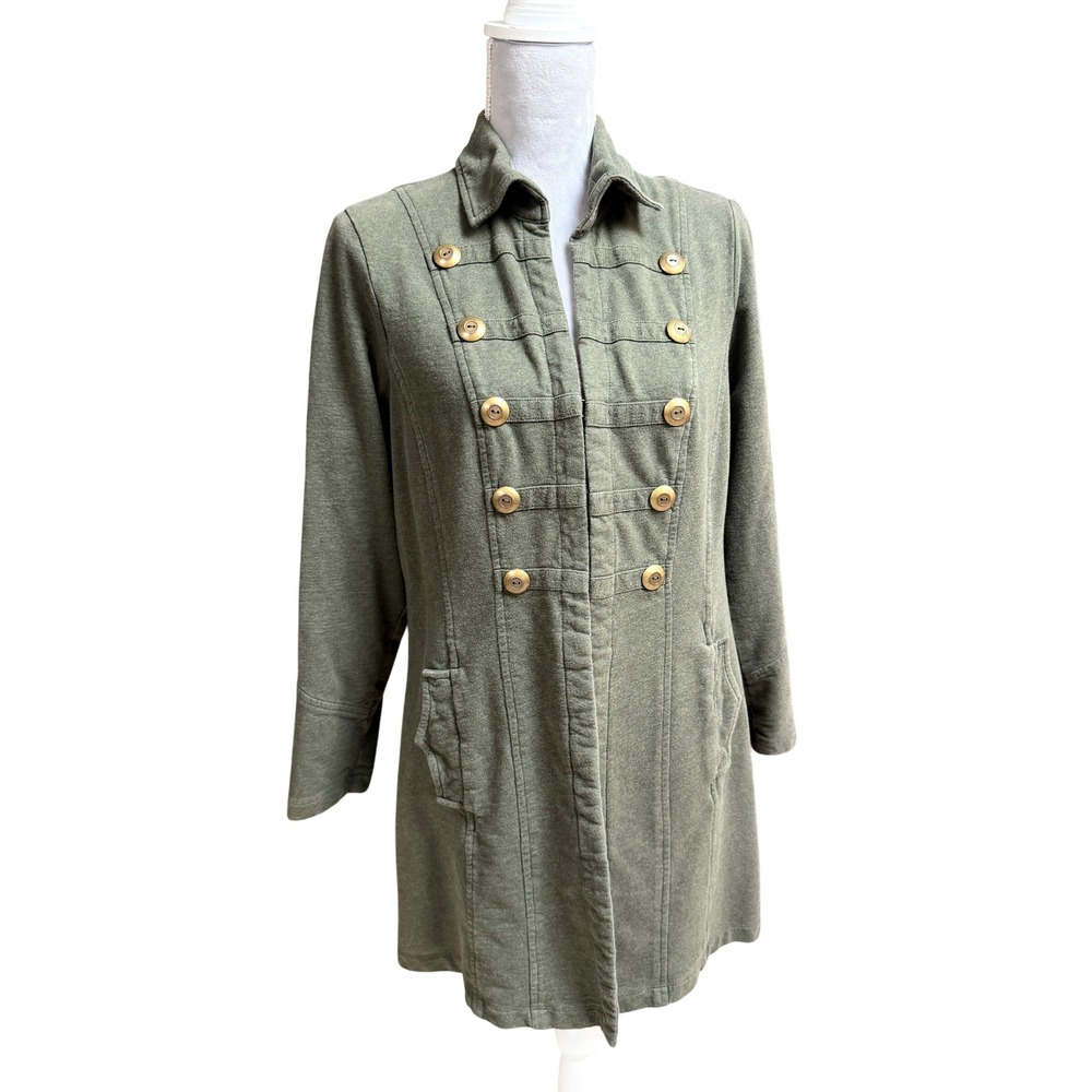 Cabi Military Coat Olive Green L Double Breasted Brass Button Army Dark Academia